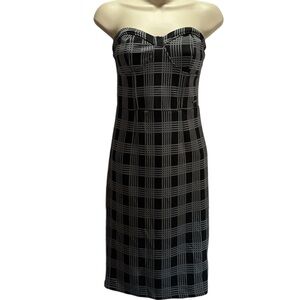 GUESS Women's Graphic Plaid Print Strapless Bodycon Knit Mini Dress Size XS